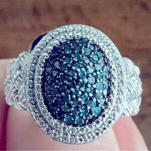 Ring, beautiful Ross Simons Silver w blue stones size 6